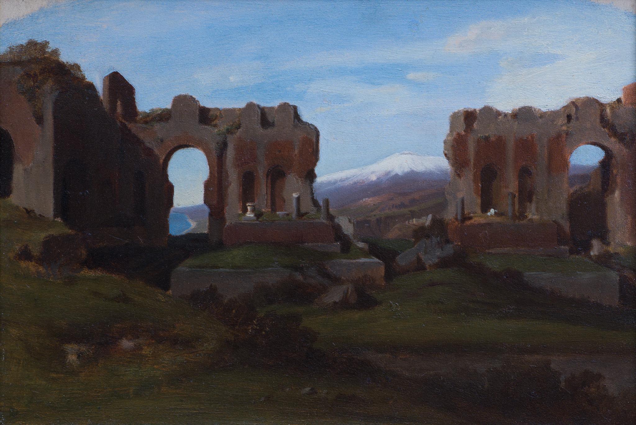 Ruinas del Teatro de Taormina, Sicilia - Painting Romántico de Unknown