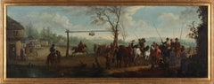 Running at the Ring, Medieval Horse Game, Dutch 1720, Oil on Canvas