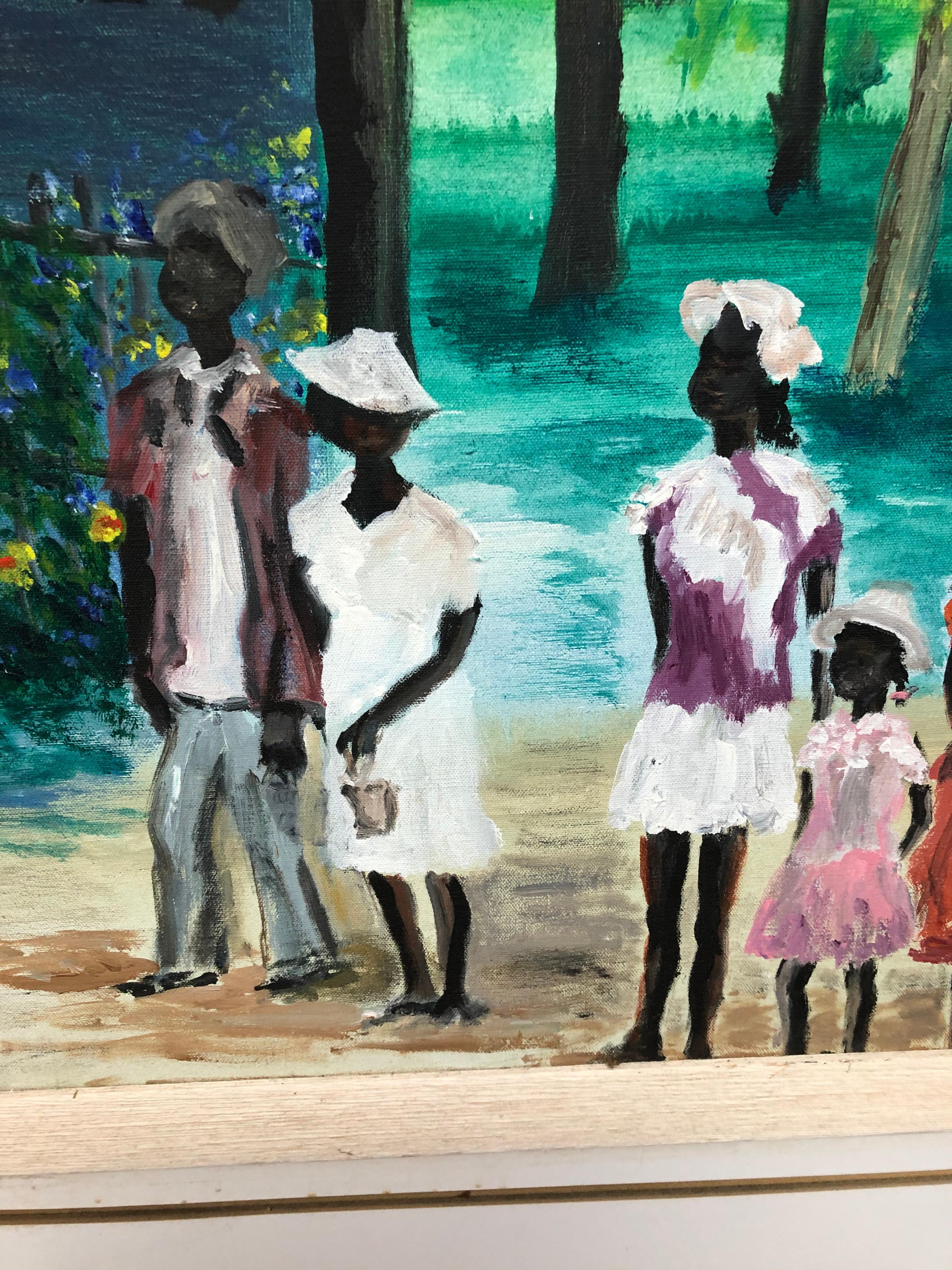 rurale südliche Szene (Grau), Figurative Painting, von Unknown