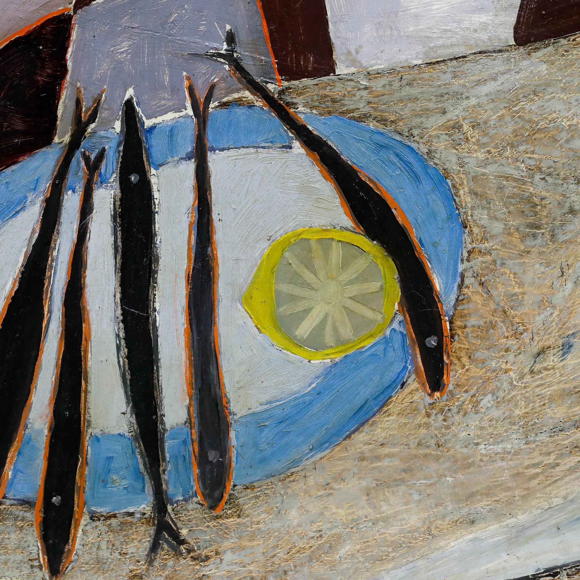 Ruspoli - Modernist 1949 Öl, das Abendessen ist serviert (Grau), Still-Life Painting, von Unknown