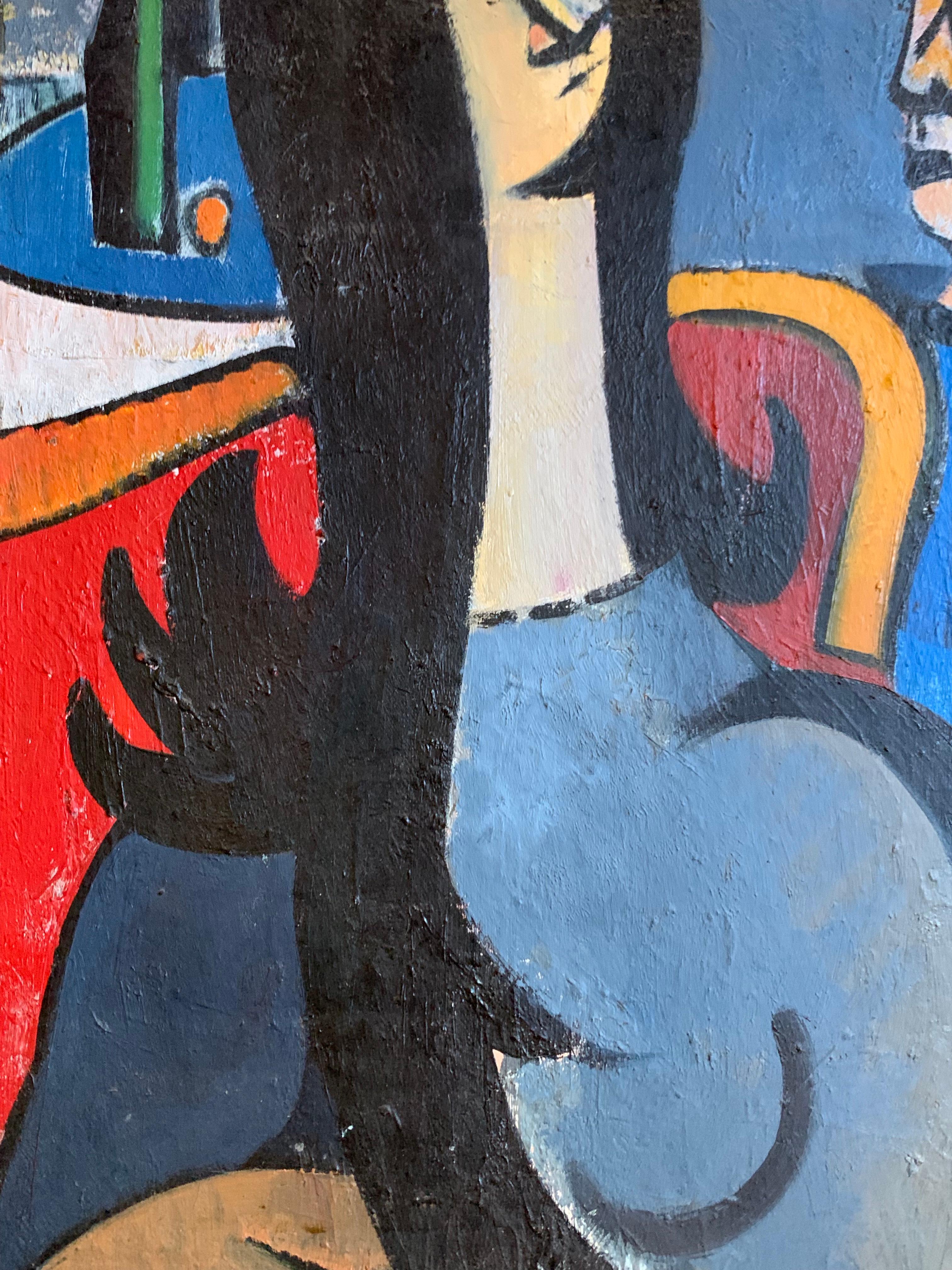 Schönes kubistisches Porträt einer Frau von einem unbekannten russischen Künstler. Öl auf Leinwand misst 17 x 25 Zoll. Signiert und datiert unten rechts. Verso angebrachte Fragmente eines Labels. 