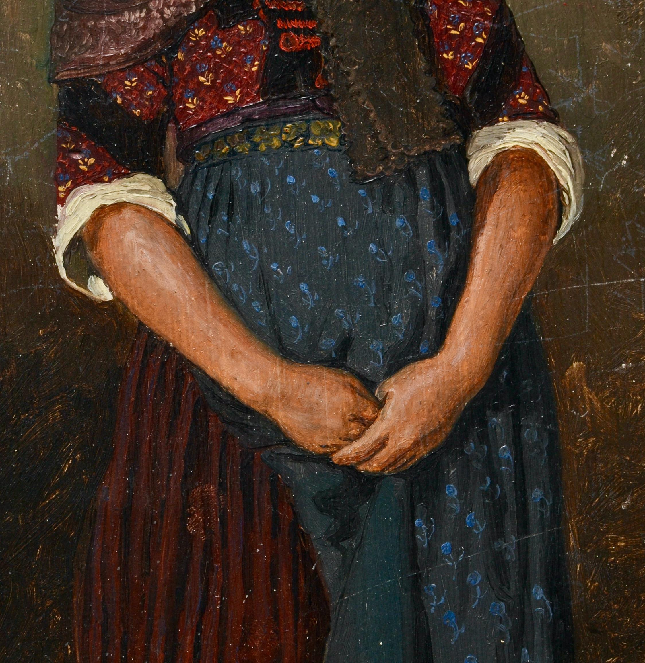 Russische Figurenstudie eines Mädchens in einem Volkskleid (Sonstige Kunststile), Painting, von Unknown