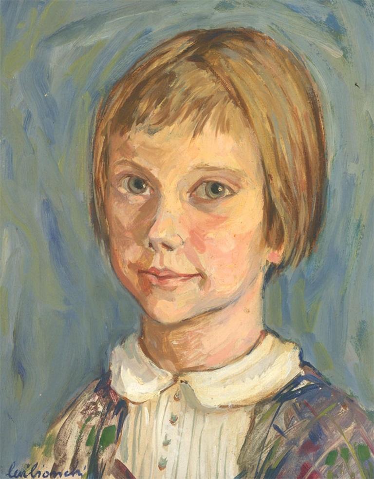 Unknown Portrait Painting - Russian School 1953 Oil - Girl in Green