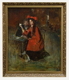 Russian School 1989 Oil - Self Portrait with Gypsy