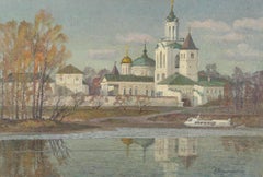 Russian School  1993 Oil - Church on the River