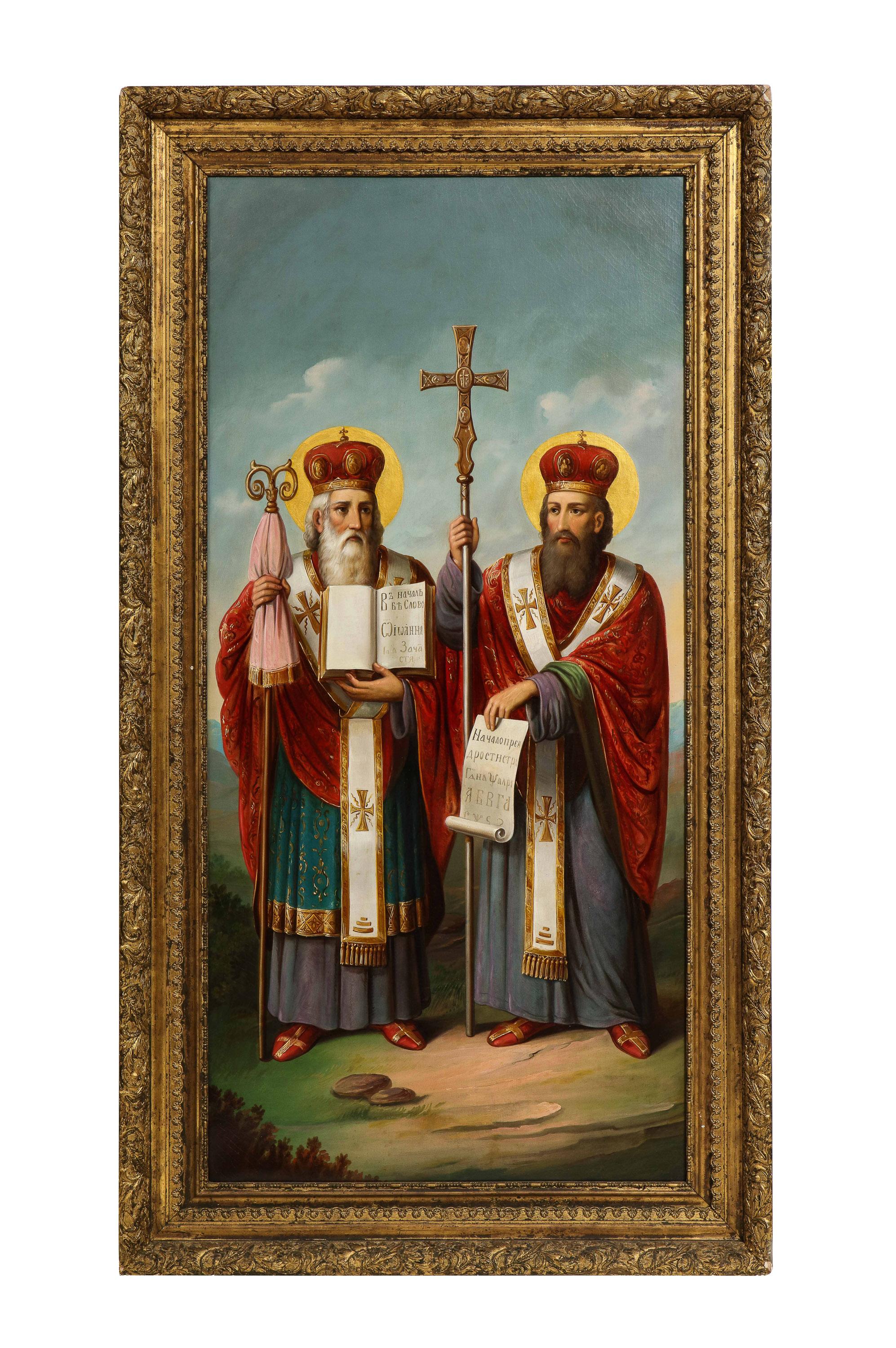 (Russian School, 19th Century) A Large Russian Oil Painting of Bishops