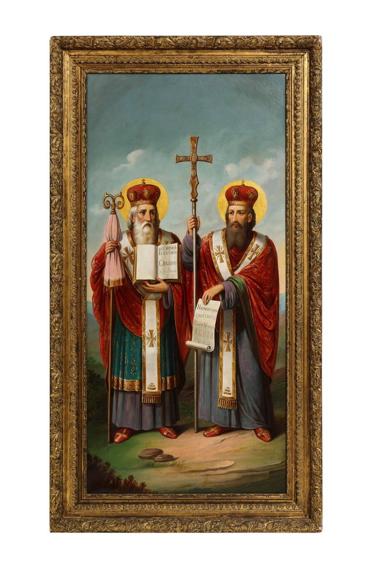 Unknown Portrait Painting - (Russian School, 19th Century) A Large Russian Oil Painting of Bishops