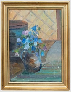 Olio della Russian School del XX secolo - Natura morta di campanule