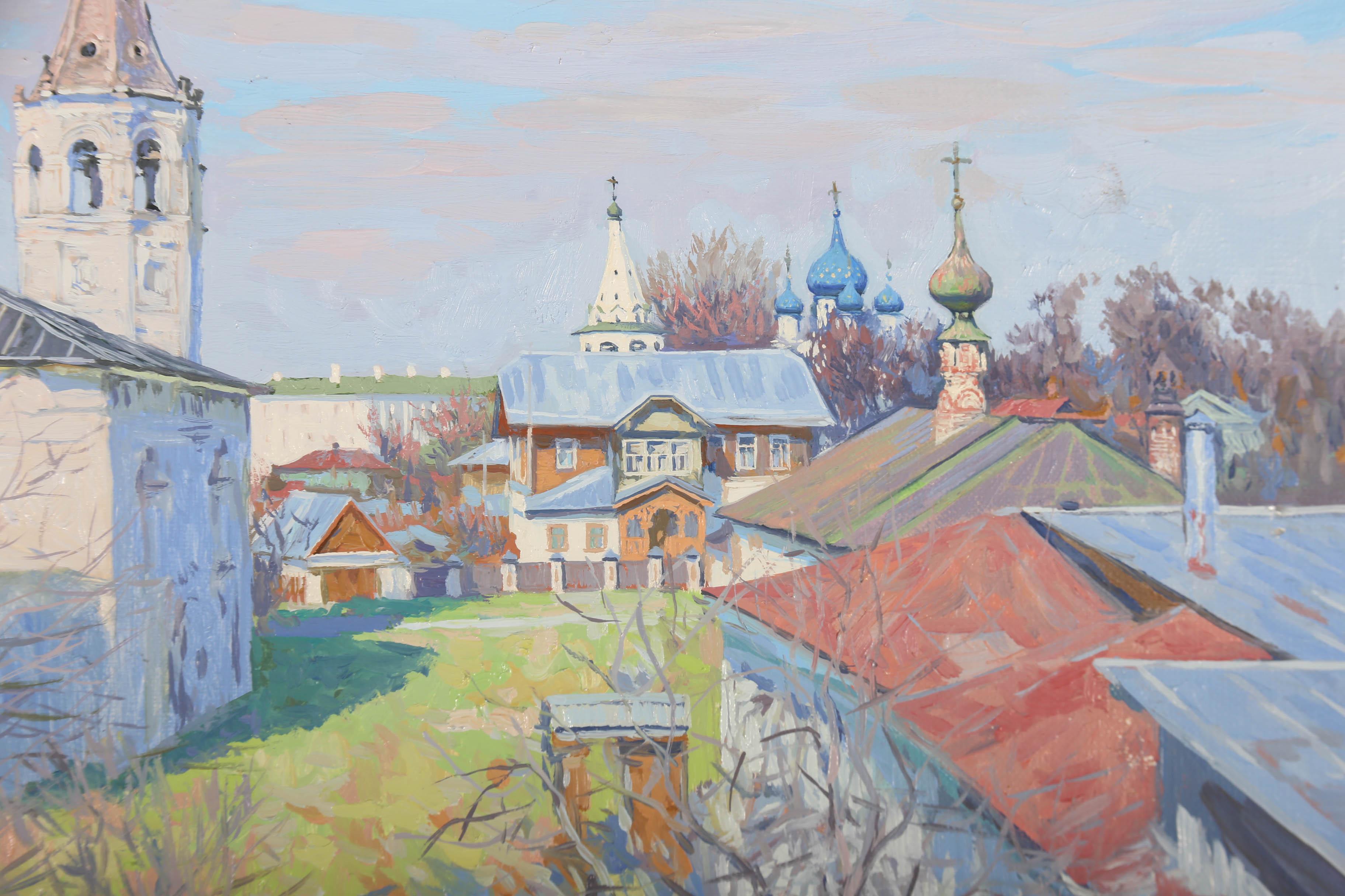 Olio del XX secolo della Russian School - Le guglie di Suzdal 2