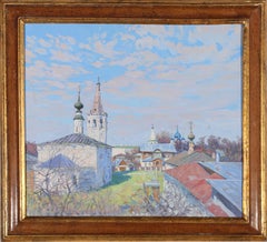 Olio del XX secolo della Russian School - Le guglie di Suzdal