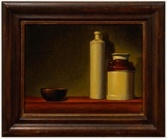 Russian School Framed Contemporary Oil - Still Life of Vessels & a Bowl
