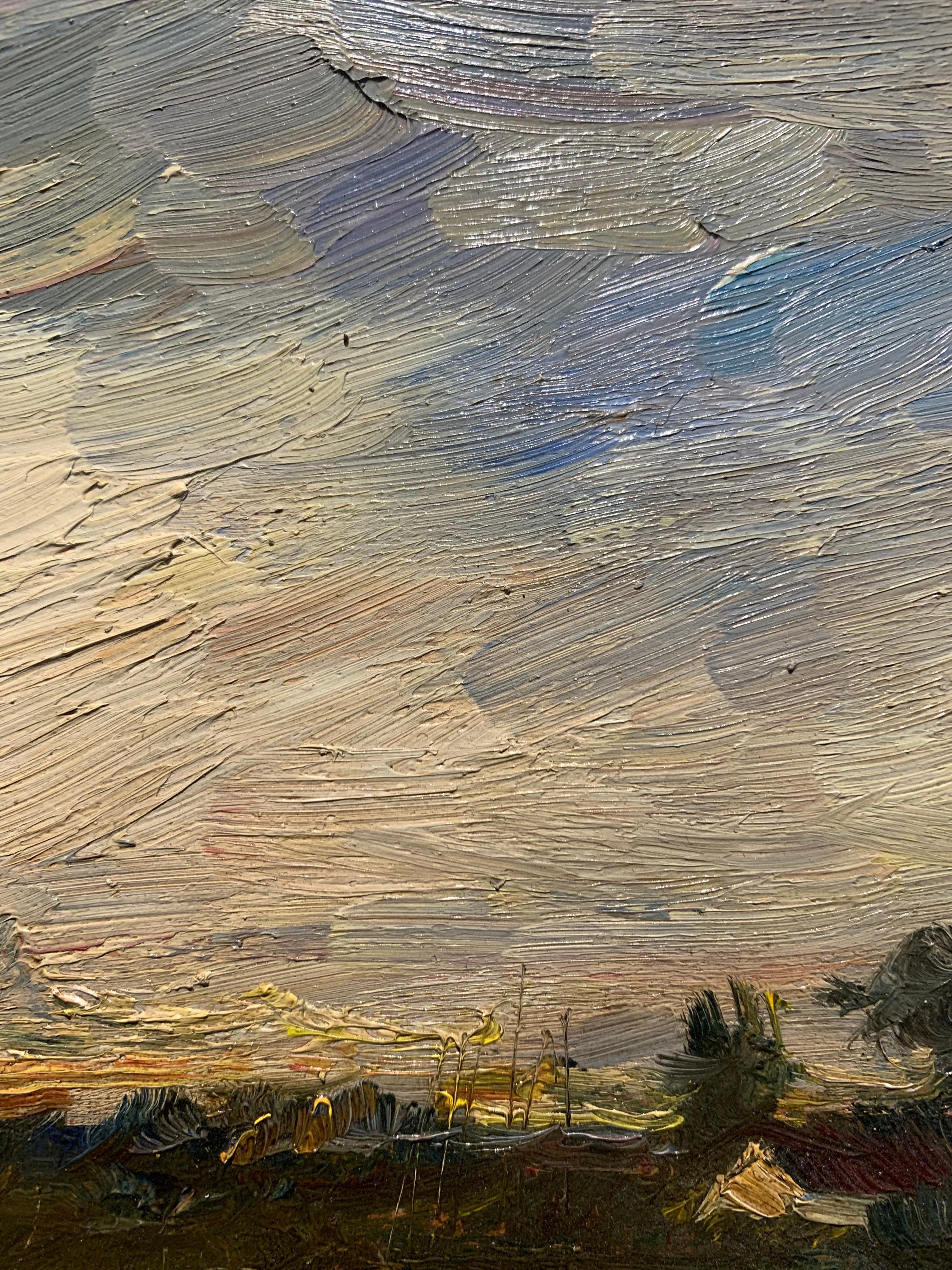 Paesaggio lacustre impressionista della Russian School
