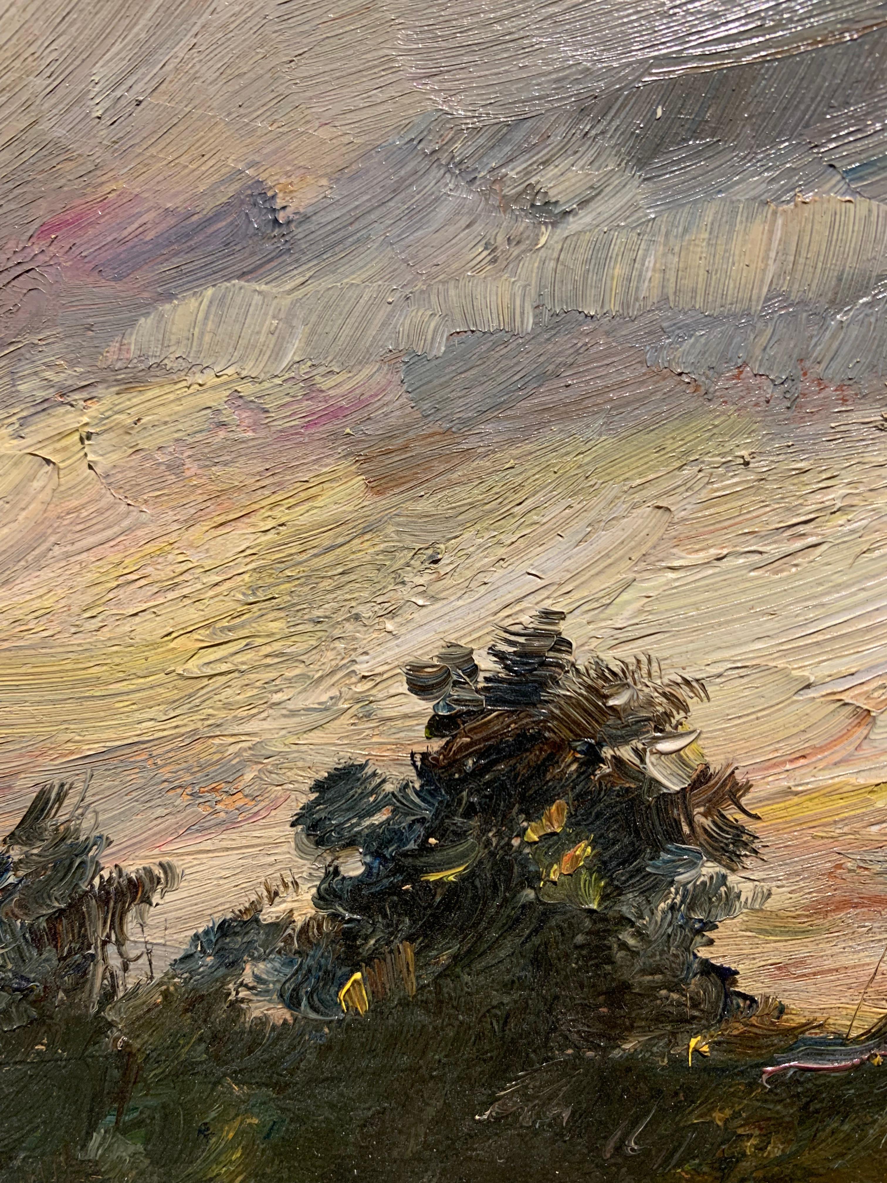 Paesaggio lacustre impressionista della Russian School