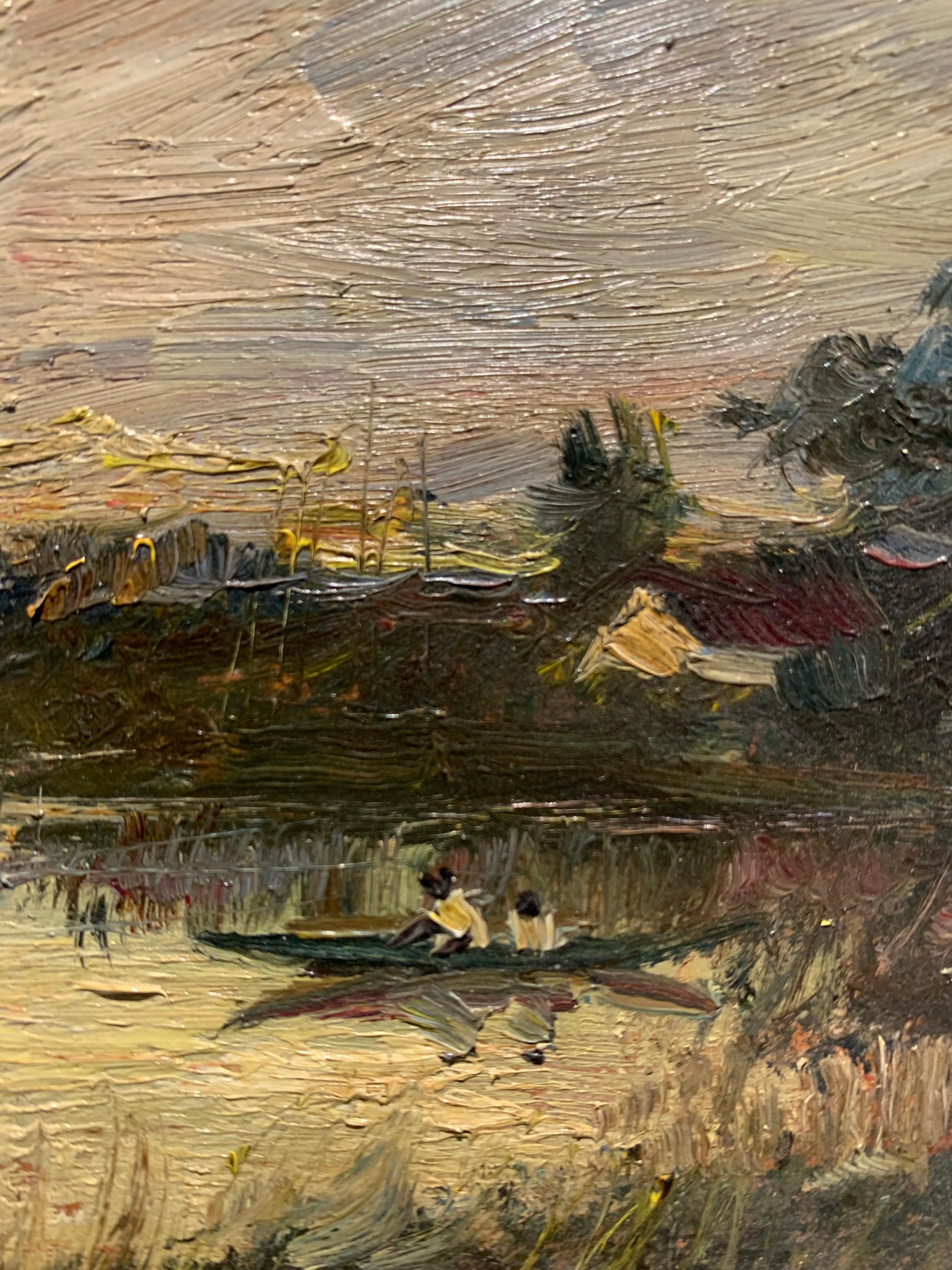 Paesaggio lacustre impressionista della Russian School