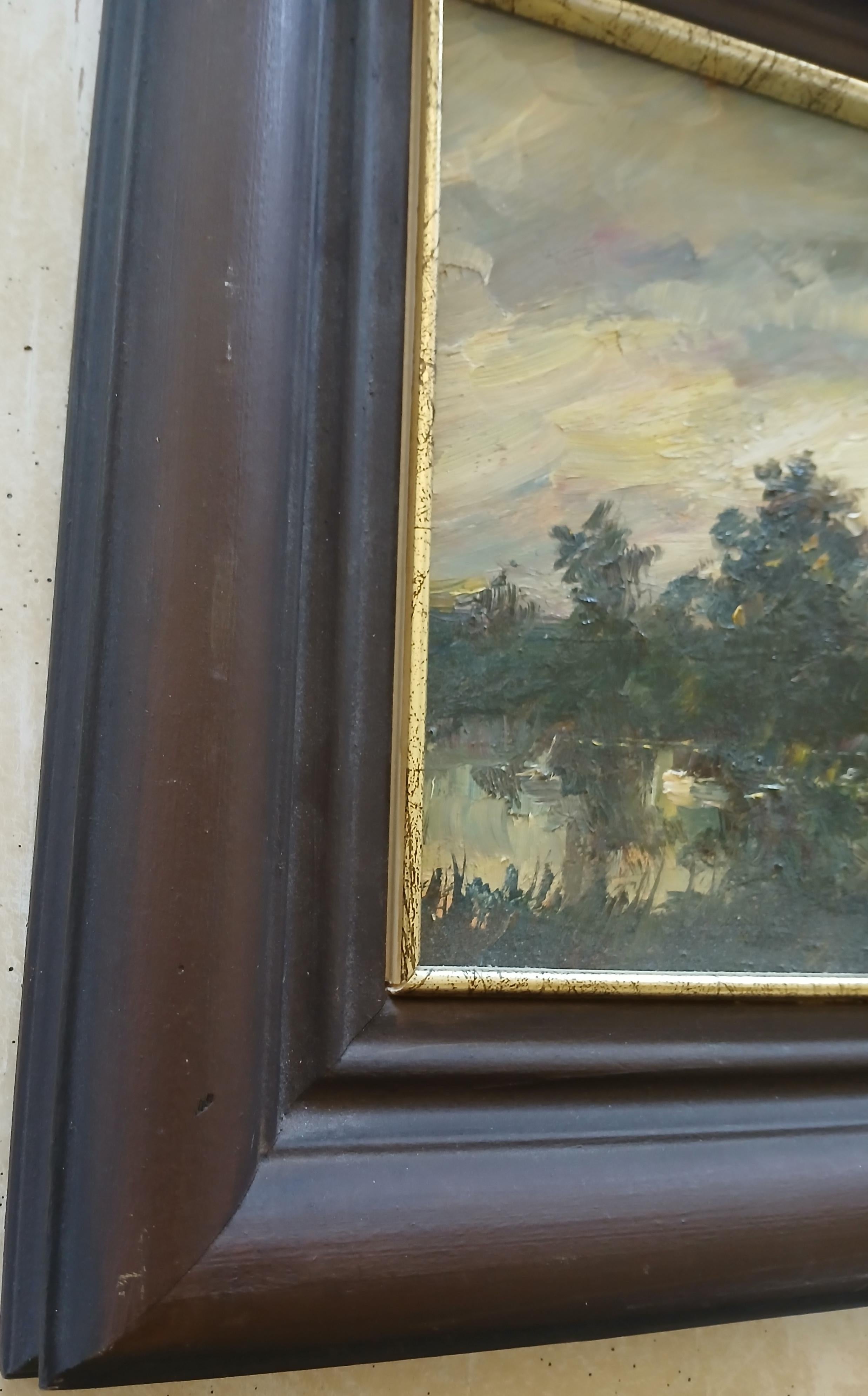 Paesaggio lacustre impressionista della Russian School