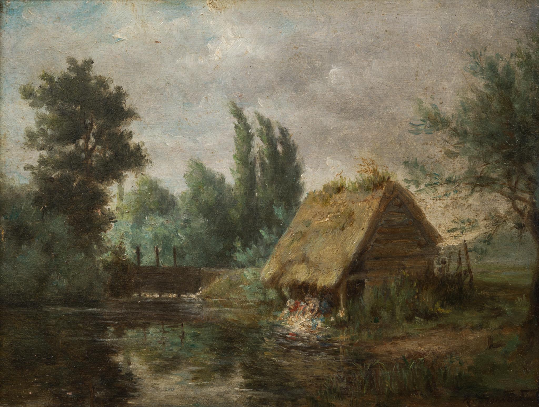 Encanto Rústico de la Campiña Francesa, Escuela Francesa - Painting de Unknown