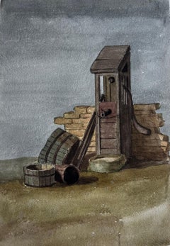 Rustic Well Pump Still Life Watercolour L J Wortley Painted in Rome
