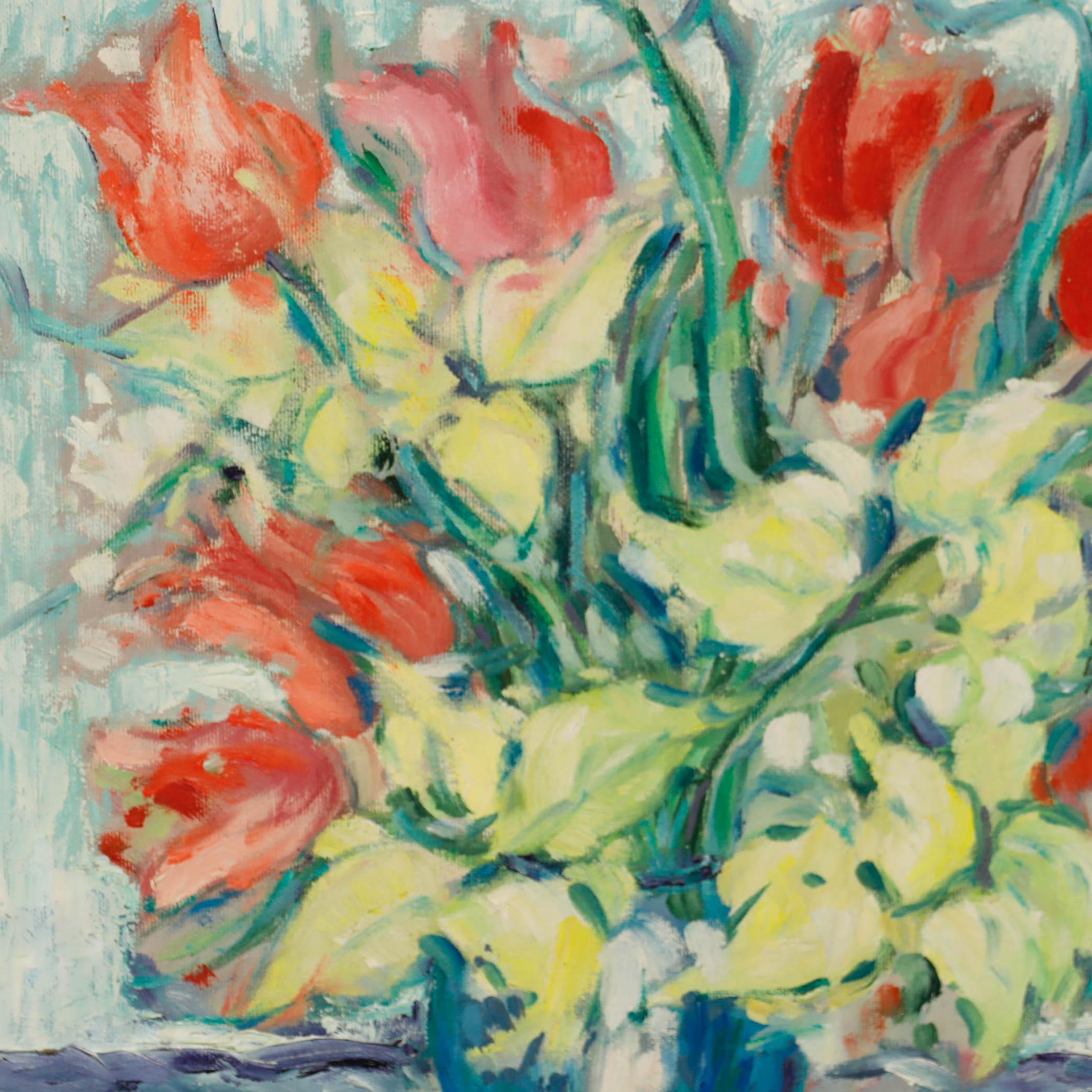 Ruti - Spanish 20th Century Oil, Spring Flowers & Lemons - Brown Still-Life Painting by Unknown