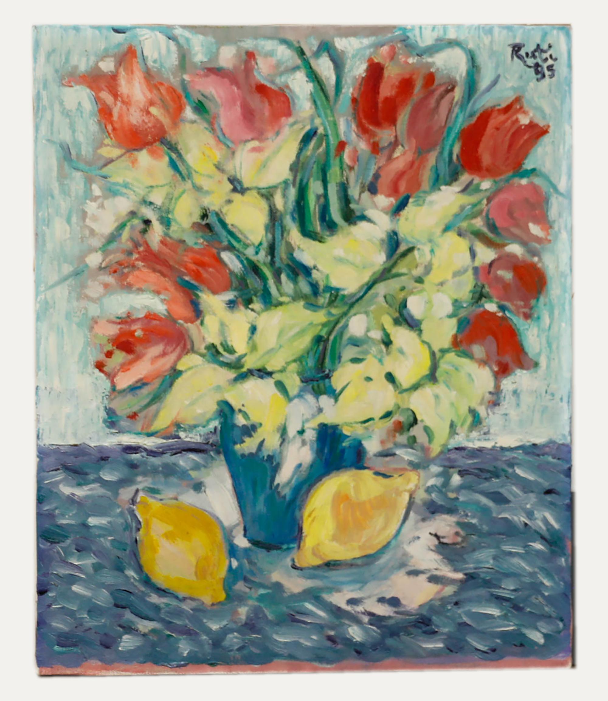 Ruti - Spanish 20th Century Oil, Spring Flowers & Lemons 1