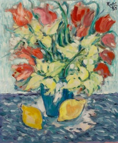 Ruti - Spanish 20th Century Oil, Spring Flowers & Lemons