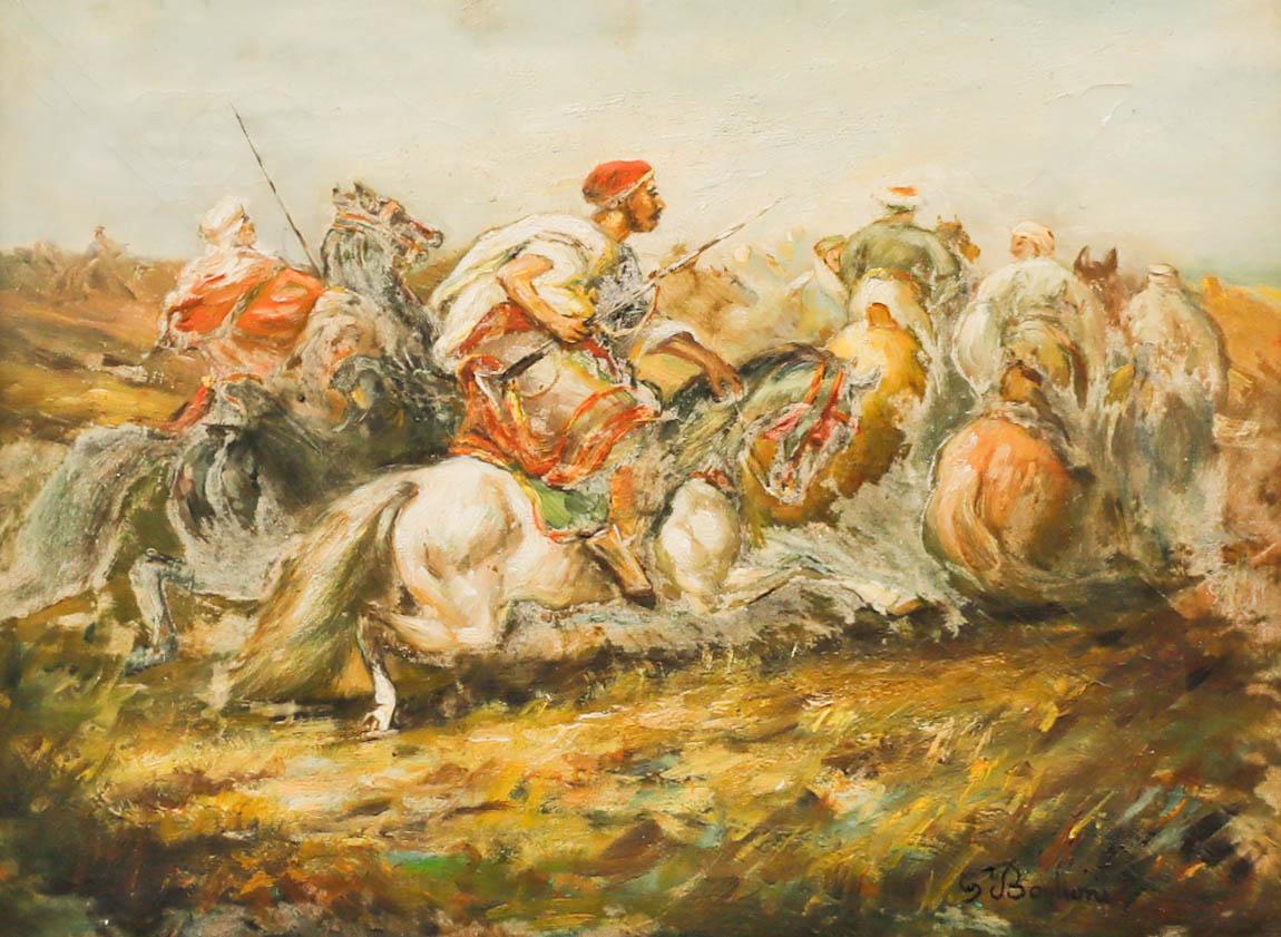 S. Boglioni - Olio dei primi del Novecento, La carica - Painting di Unknown