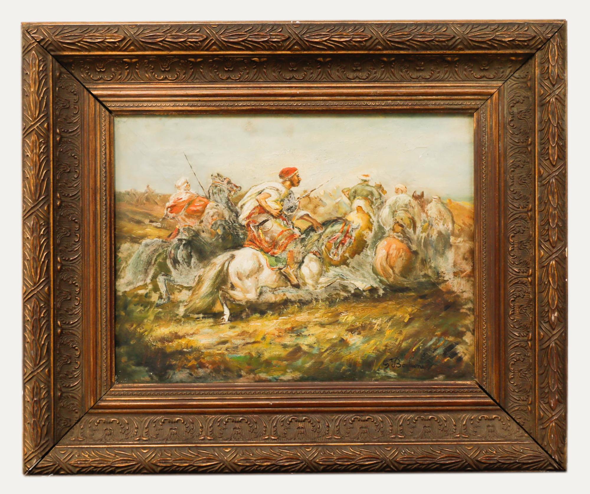 Figurative Painting di Unknown - S. Boglioni - Olio dei primi del Novecento, La carica