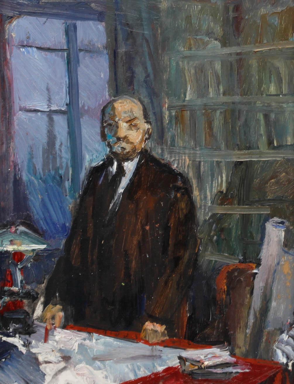 S. F. Ivannikova (nata nel 1941) - Olio del XX secolo incorniciato, Ritratto di Vladimir Lenin - Painting di Unknown