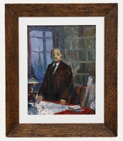 S. F. Ivannikova (nata nel 1941) - Olio del XX secolo incorniciato, Ritratto di Vladimir Lenin