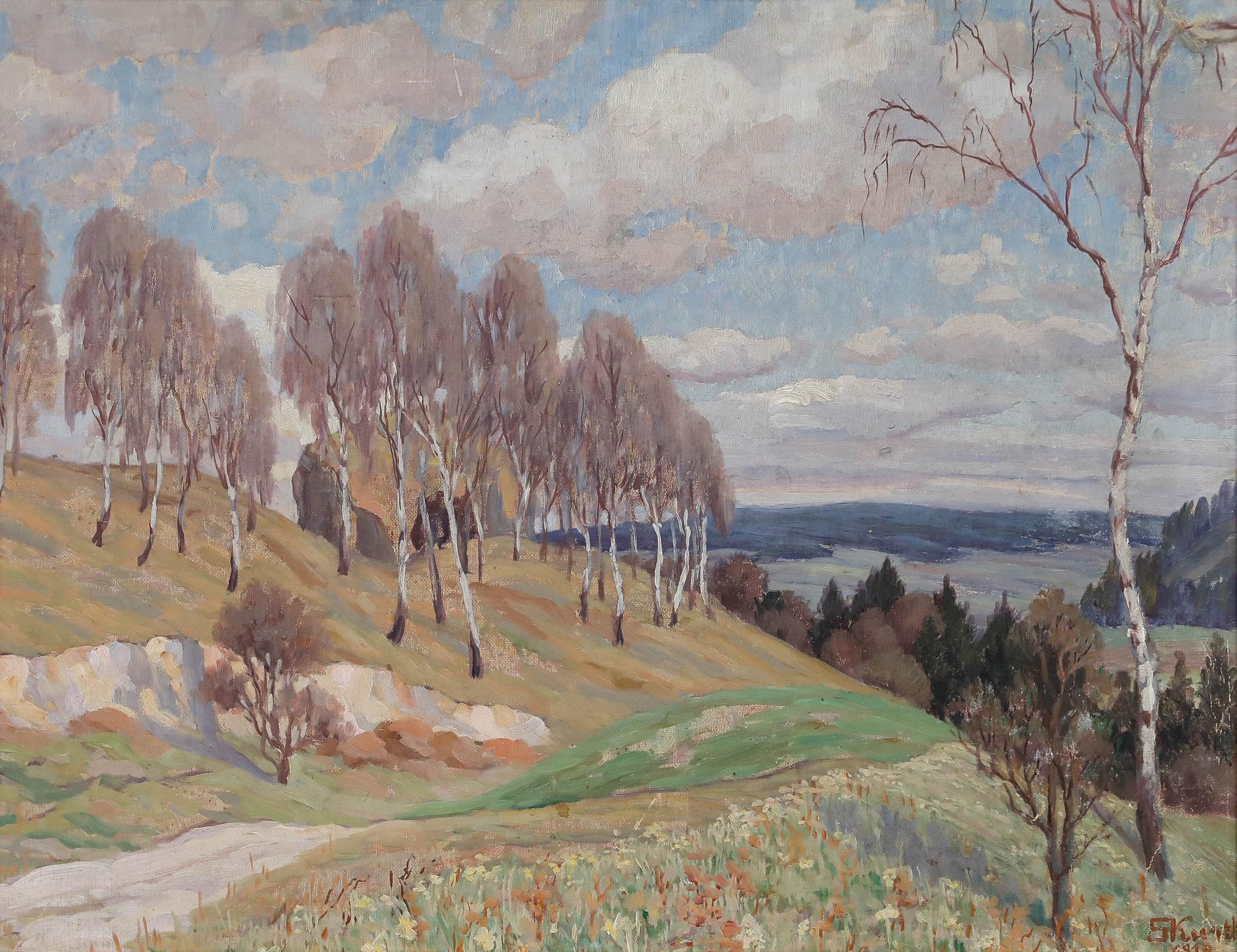 S. Kurth  - 1919 Oil, Autumn Skies - Painting by Unknown