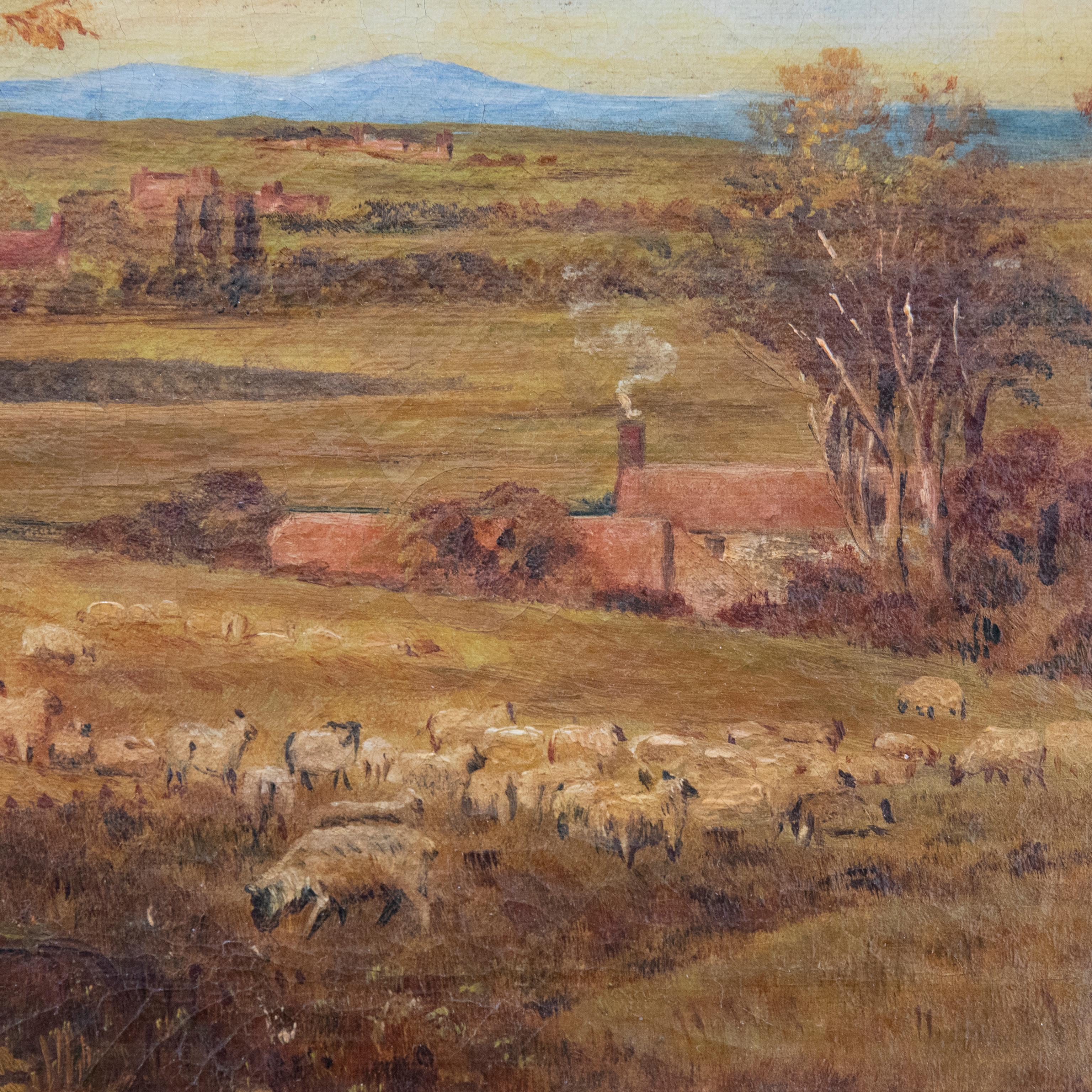S. Lansdale Bradshaw  - Early 20th Century Oil, The Flock in Autumn For Sale 1