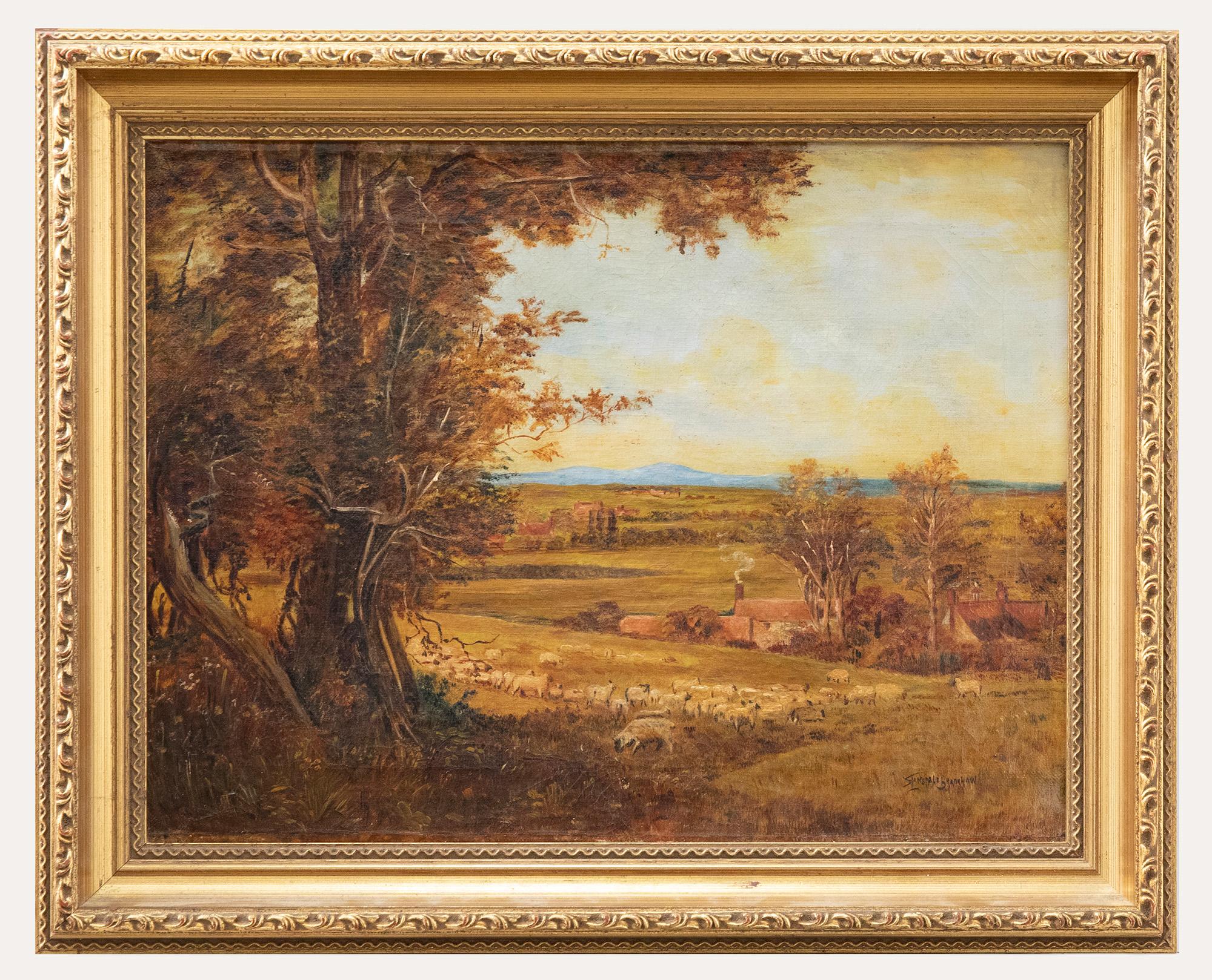 Unknown Landscape Painting - S. Lansdale Bradshaw  - Early 20th Century Oil, The Flock in Autumn