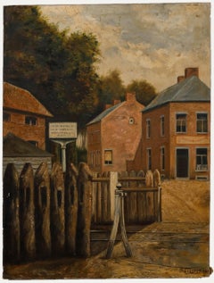 Antique S. Liegeois  - 1931 Oil, Belgian Village