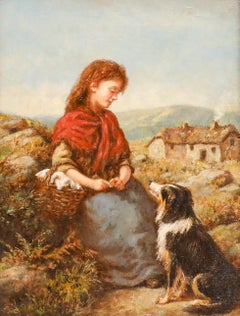 S. Rigby - British School 1896 Oil, Woman's Best Friend
