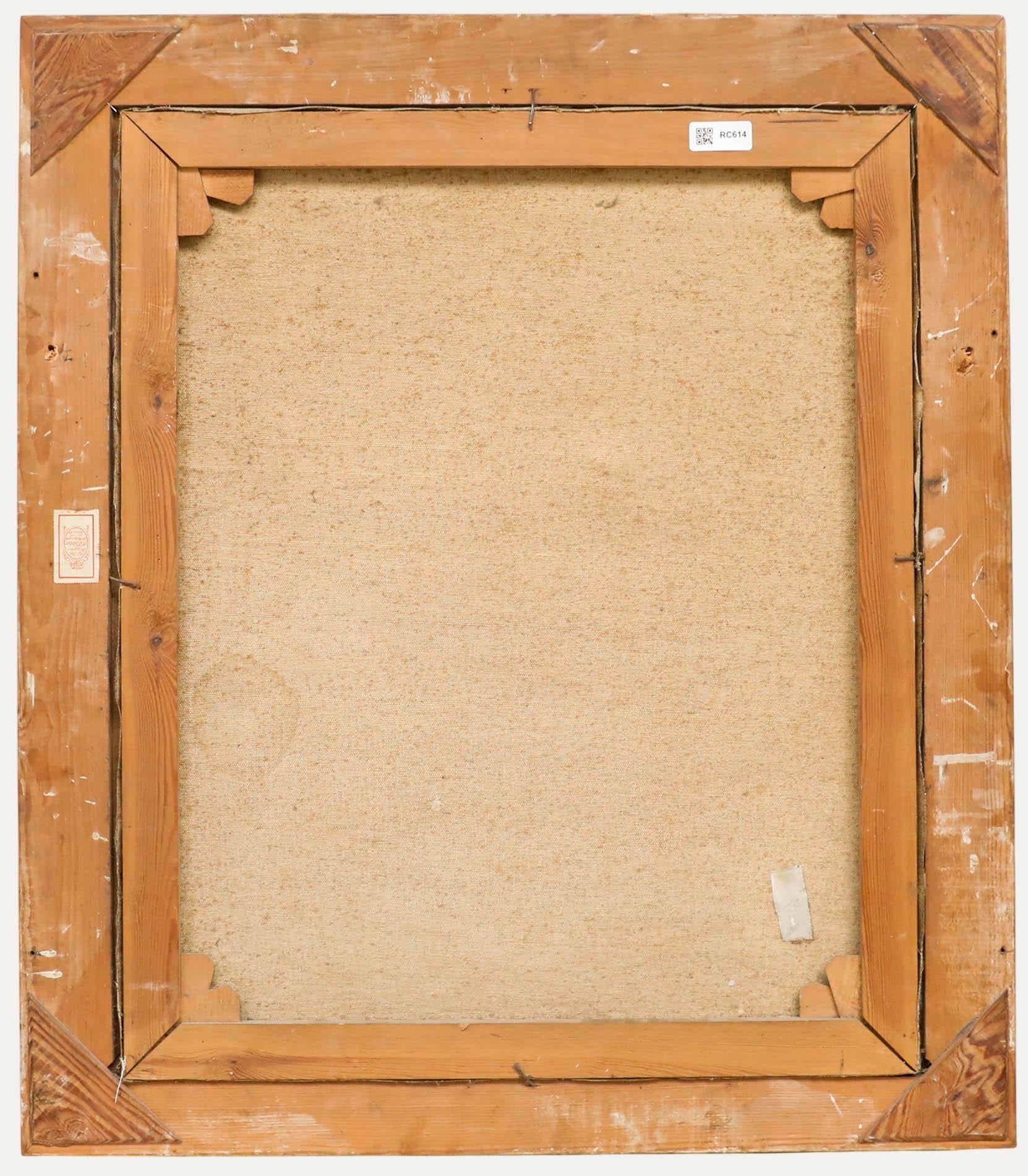 S. Sorensen - 20. Jahrhundert Öl, Paar liest einen Brief (Braun), Figurative Painting, von Unknown