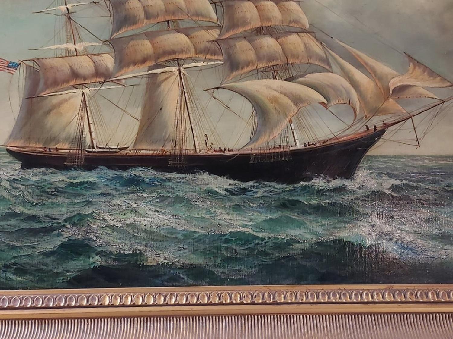 Sail Boat Painting  - Brown Figurative Painting by Unknown