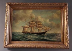 Antique Sail Boat Painting 
