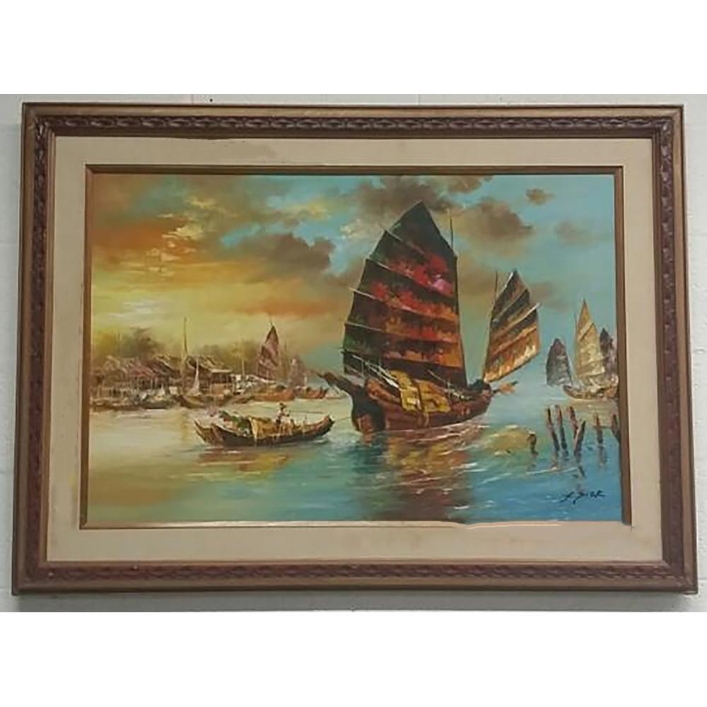 Unknown Landscape Painting - Sail Boats, Oil on Canvas, Signed