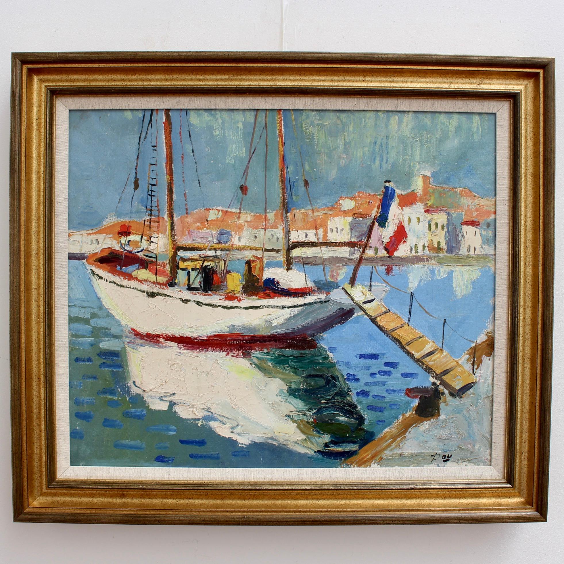 Sailboat in St. Tropez Harbour - Painting by Unknown