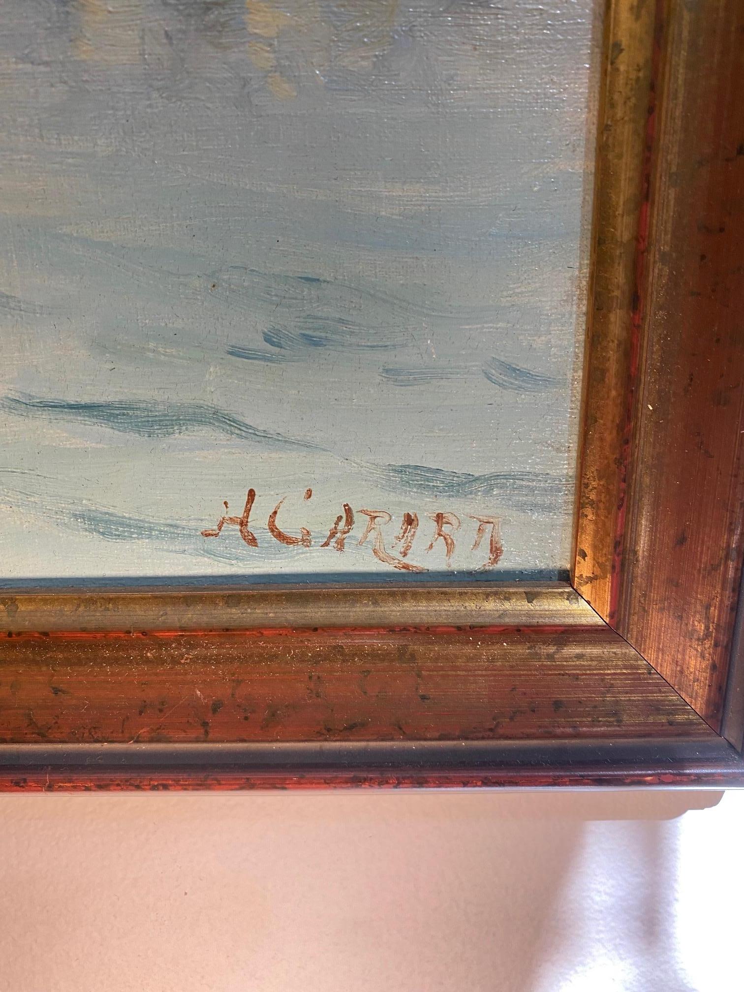 Segelboote auf dem Leman-See Signiert A. Carard - Öl auf Leinwand 35x53 cm im Angebot 1