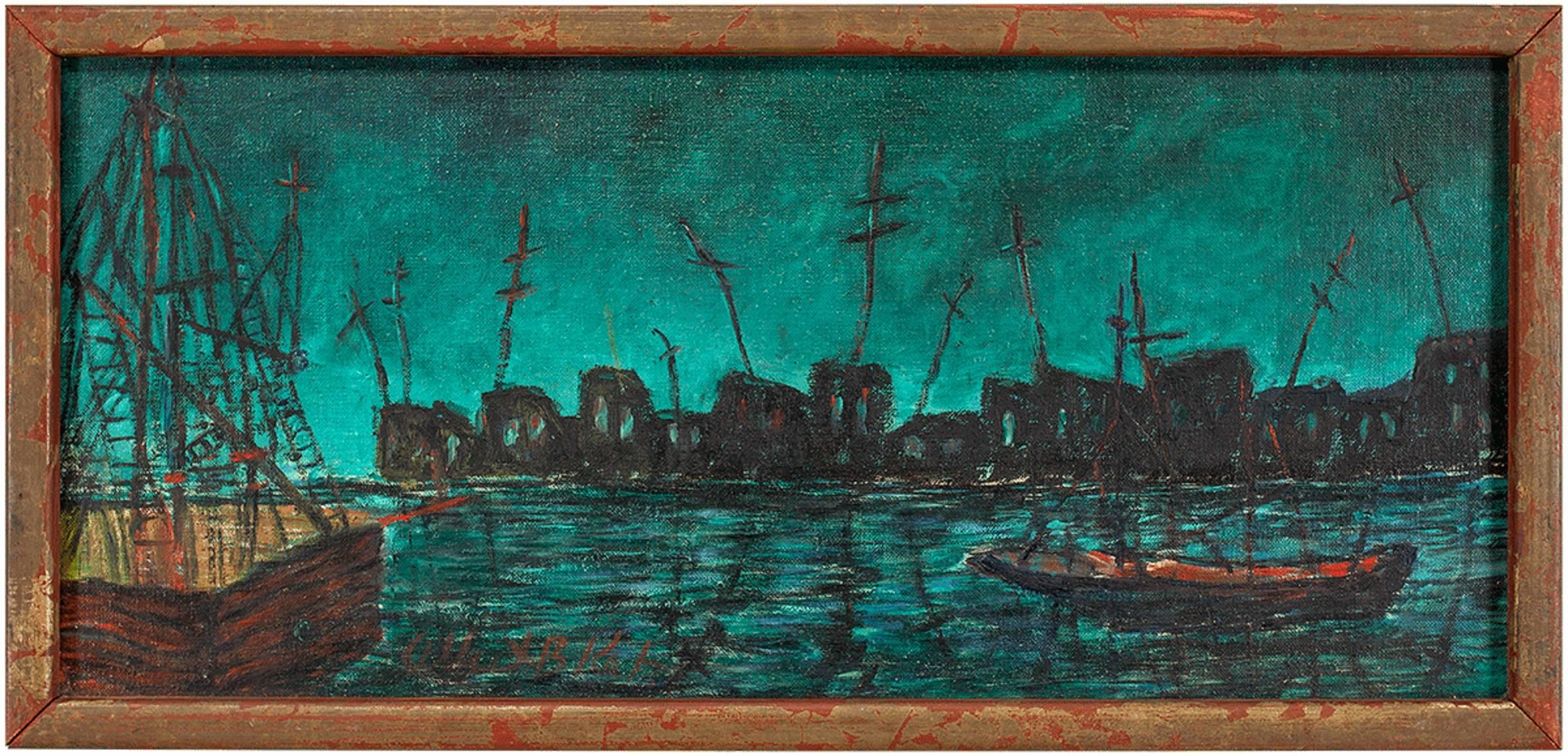 Landscape Painting di Unknown - Sailing Ships