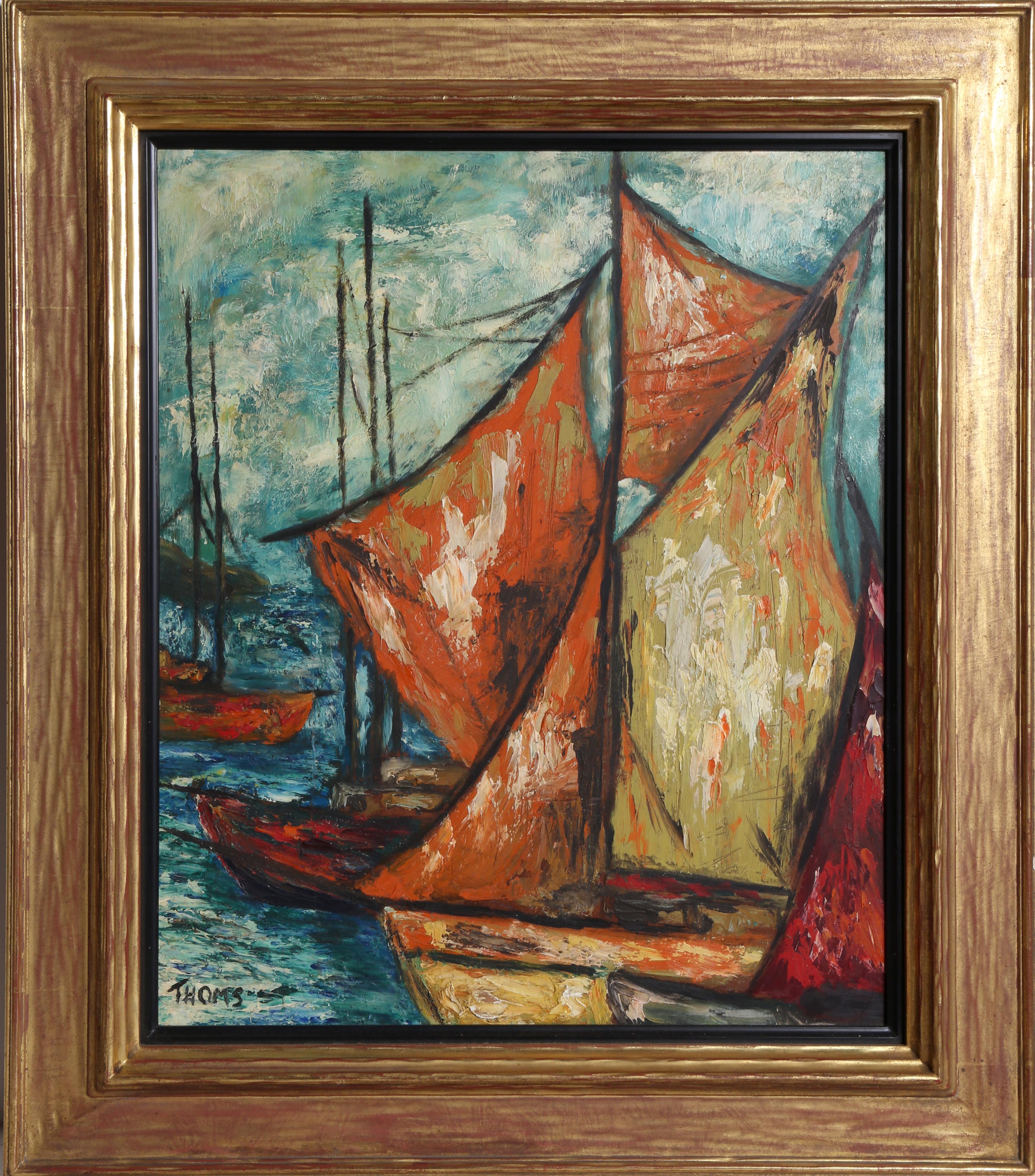 Unknown Figurative Painting - Sailing Ships, Oil Painting on Board