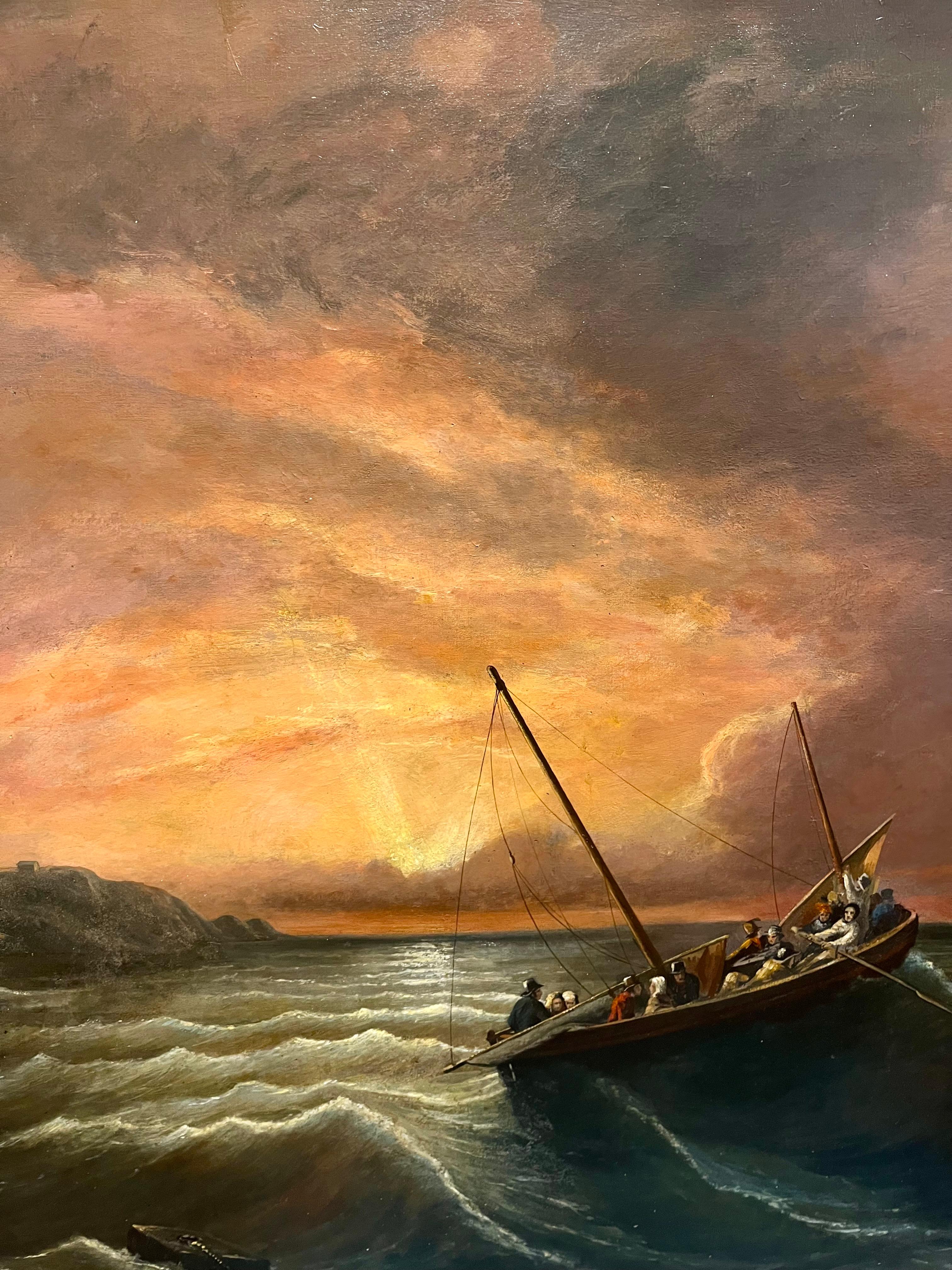 Segeln in Mohnblumenwasser bei Sonnenuntergang (Hudson River School), Painting, von Unknown