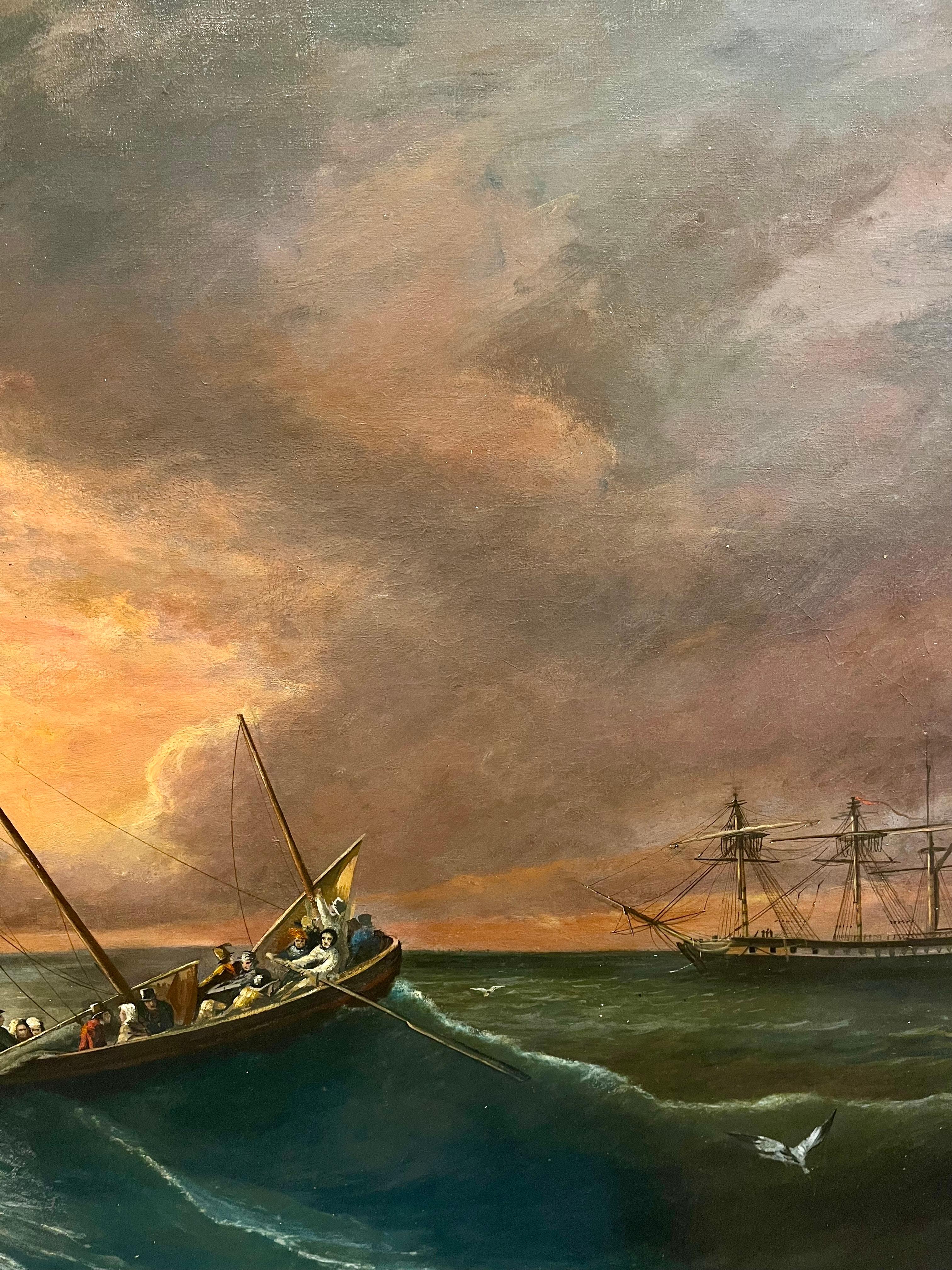 Segeln in Mohnblumenwasser bei Sonnenuntergang (Braun), Landscape Painting, von Unknown