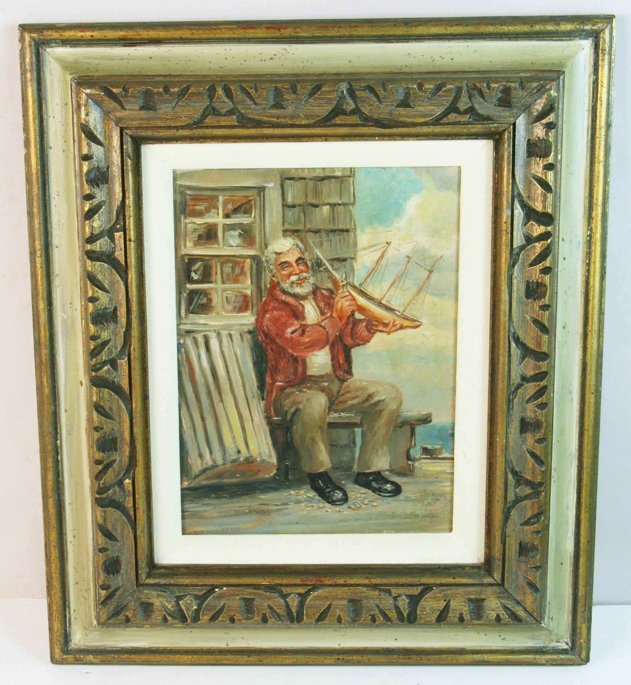 Sailor with His Ships Model - Painting by Unknown