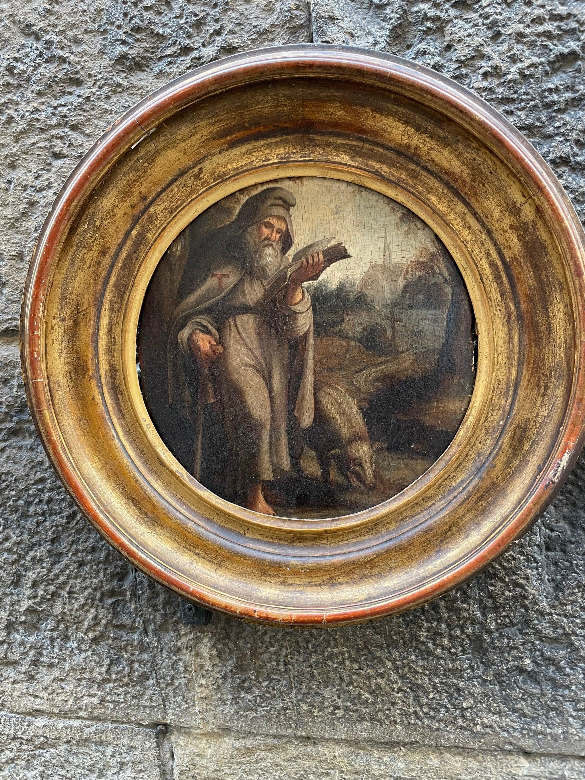 Saint Anthony the Abbot in a Natural Landscape – Flemish School in vendita 5