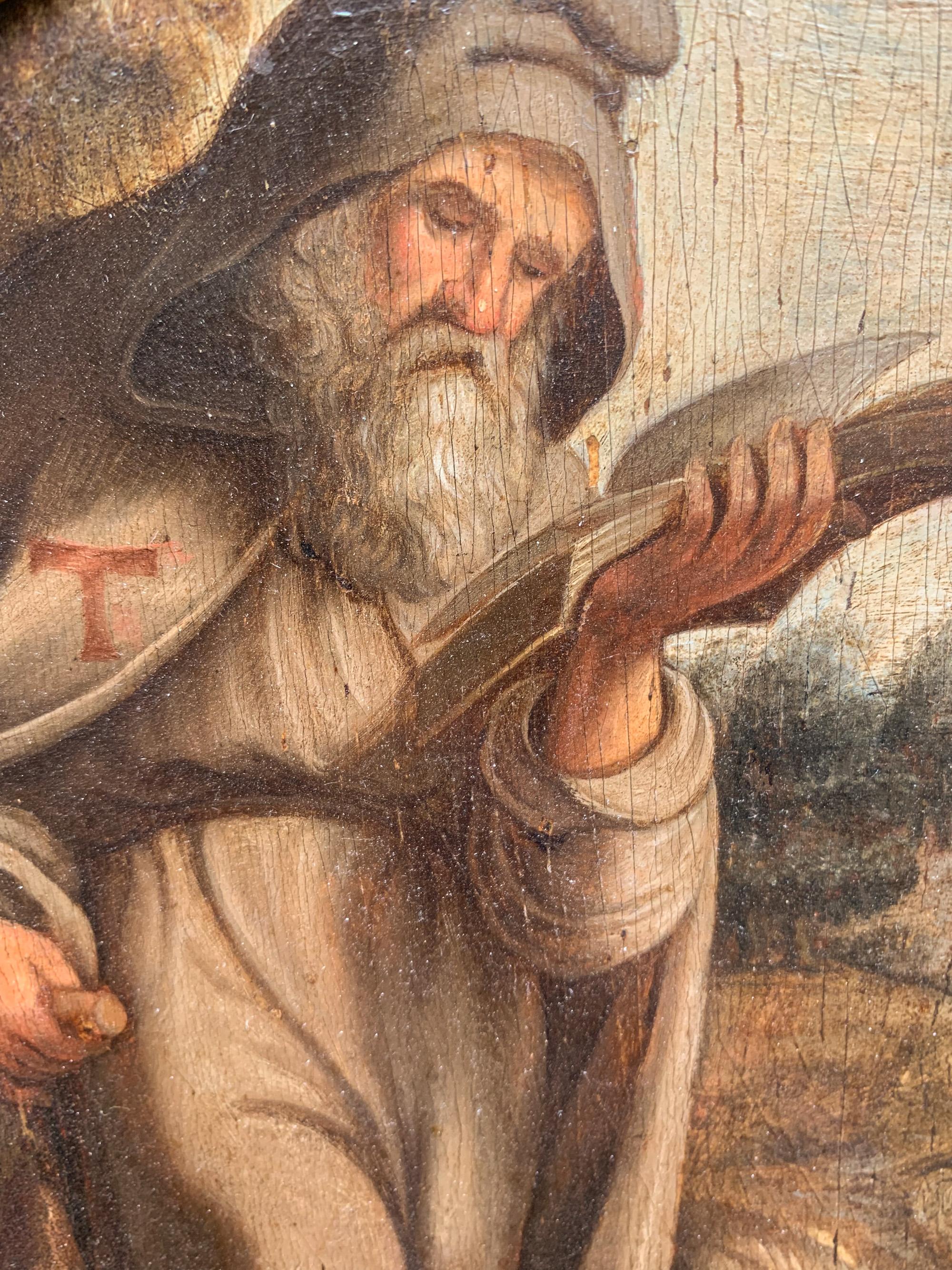 Saint Anthony the Abbot in a Natural Landscape – Flemish School in vendita 3
