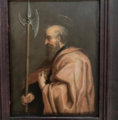 Antique Saint Bartholomew, Flemish School, Old Master Painting, 17th century, Religious 