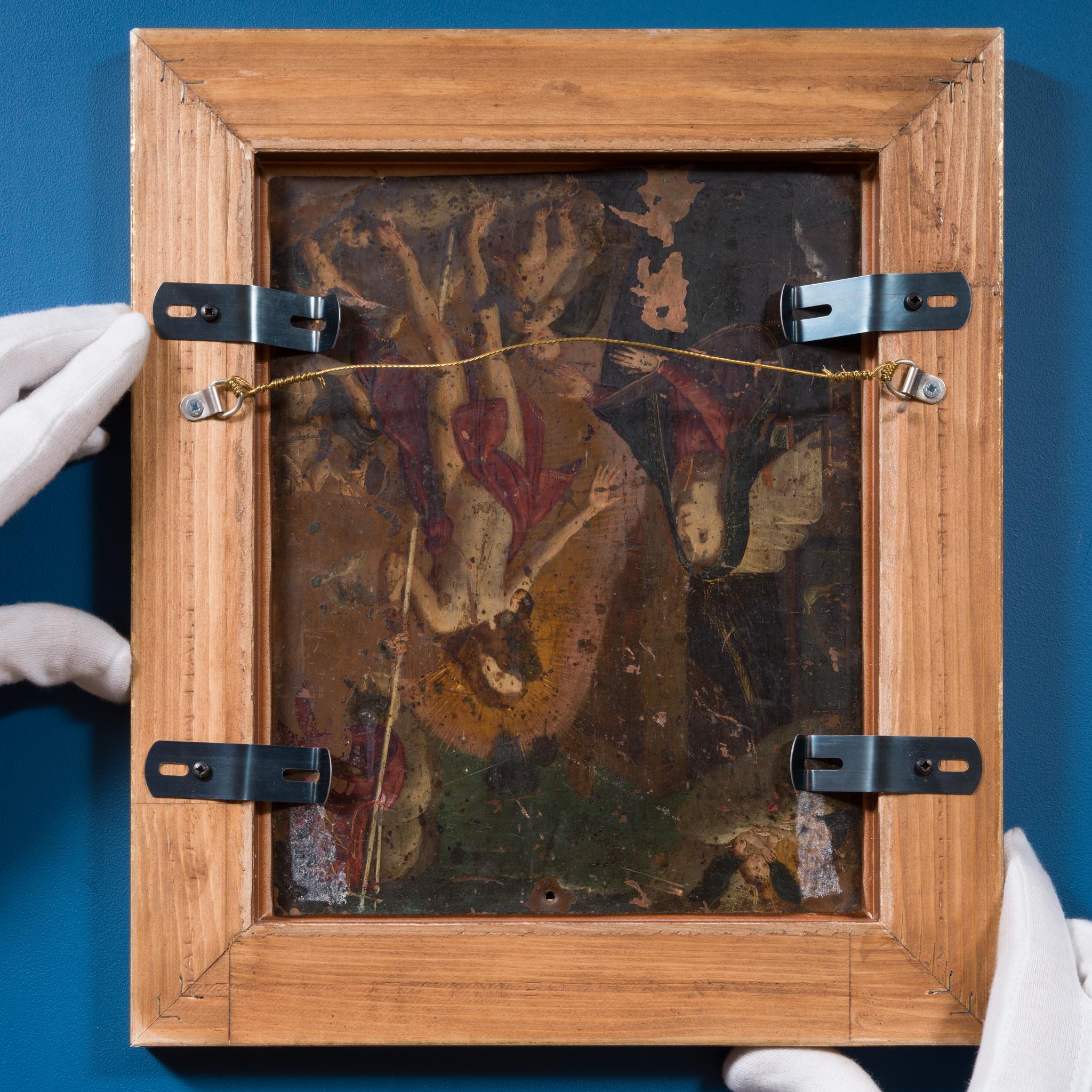 This remarkable double-sided devotional painting on copper showcases exceptional craftsmanship and deep spiritual reverence. On the recto, a finely rendered portrait of Saint Bernadette Soubirous is depicted with striking naturalism and detail. The