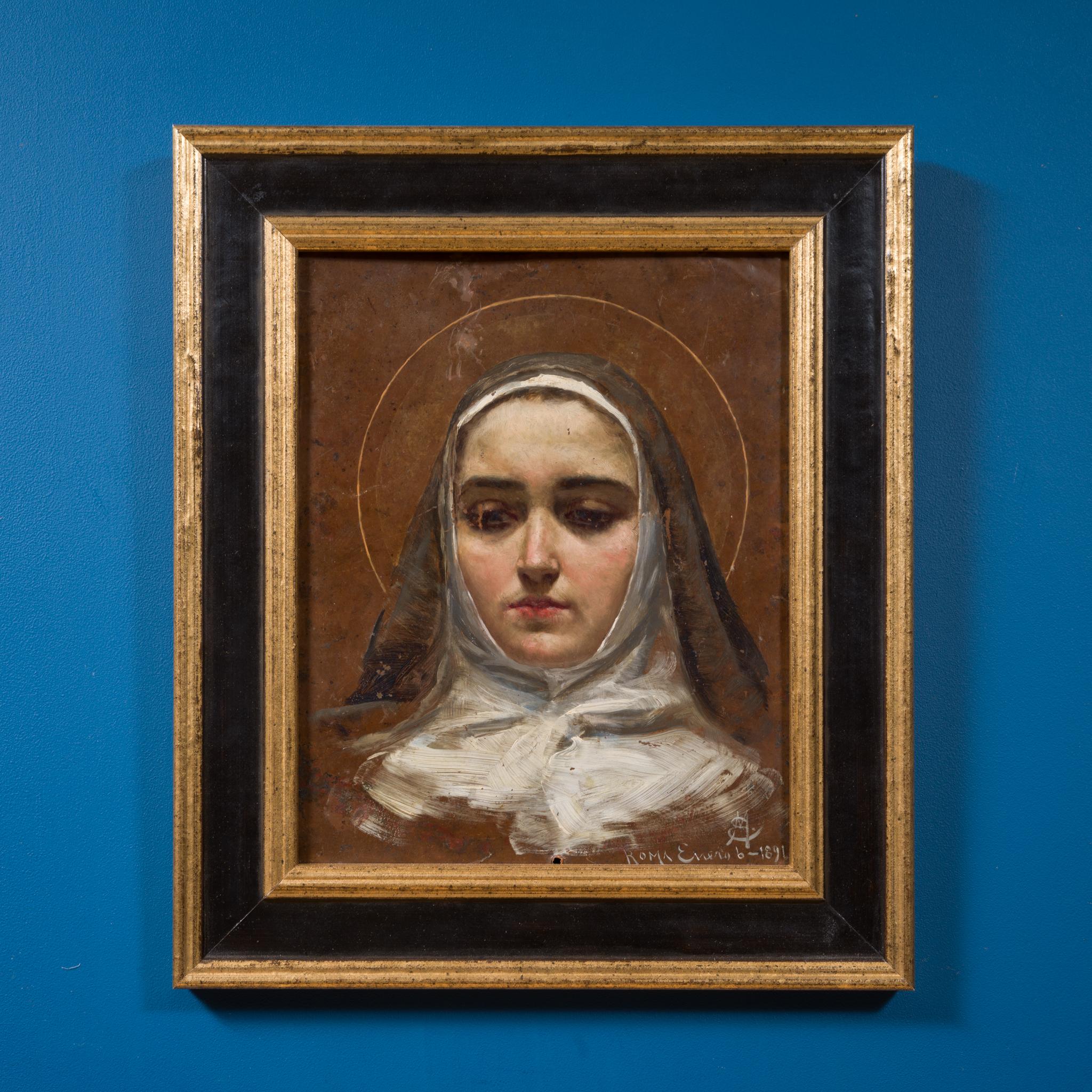 Saint Bernadette Soubirous Portrait and Religious Scene (1891) For Sale 1