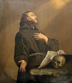 Saint Francis Of Assisi In Ecstasy, Oil On Canvas 19th Century